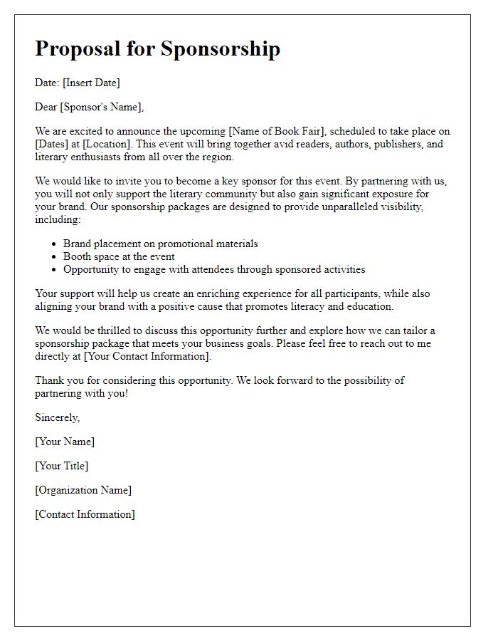 Letter template of sponsorship proposal for book fair