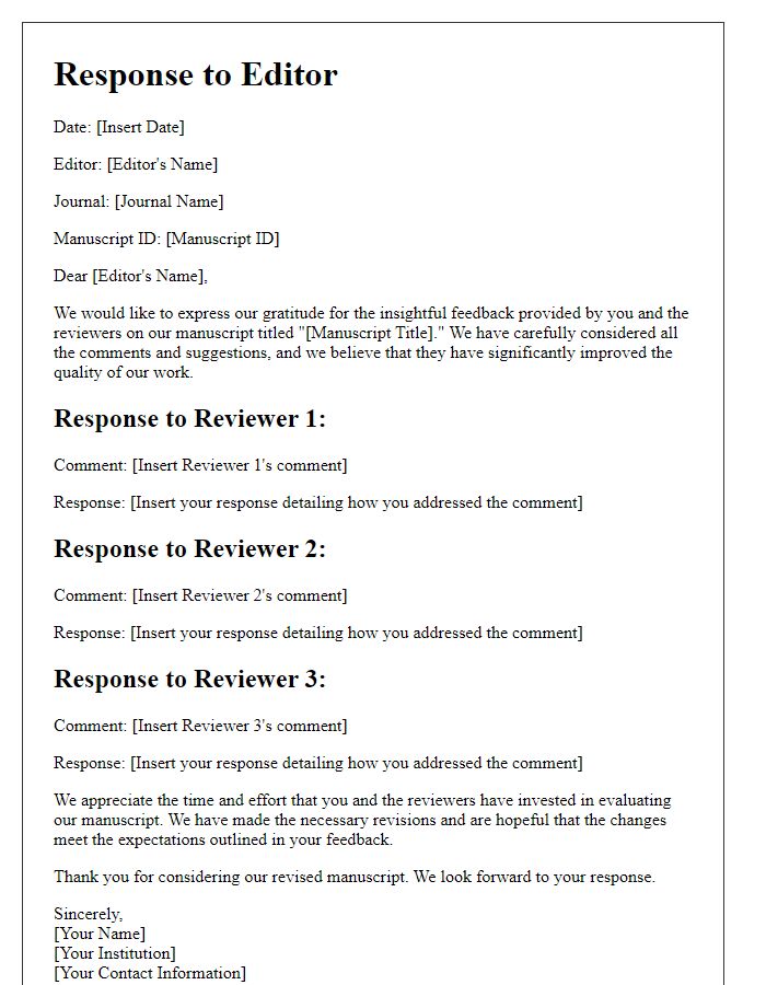 Letter template of collaborative feedback response to editor