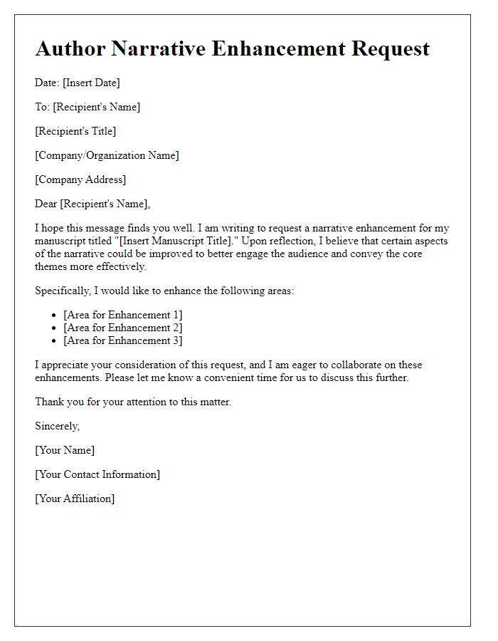 Letter template of author narrative enhancement request
