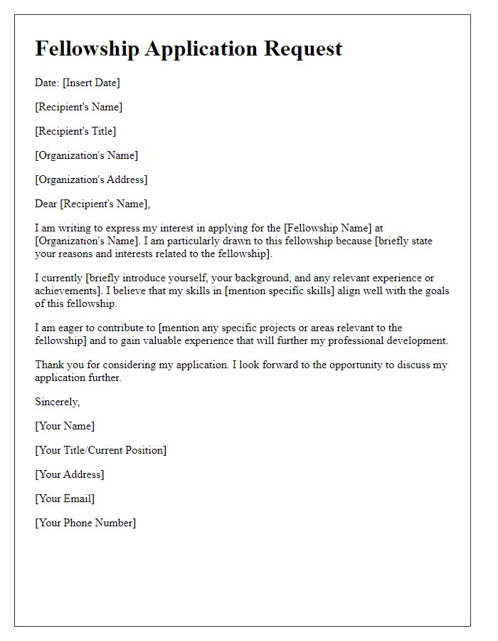 Letter template of fellowship application request