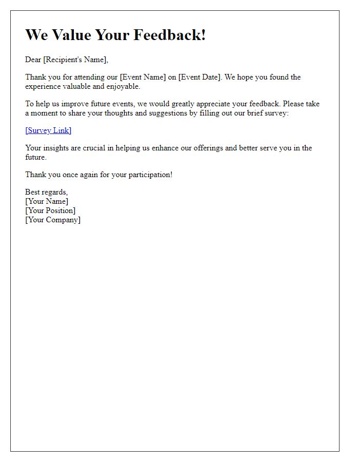Letter template of feedback request post-promotional event