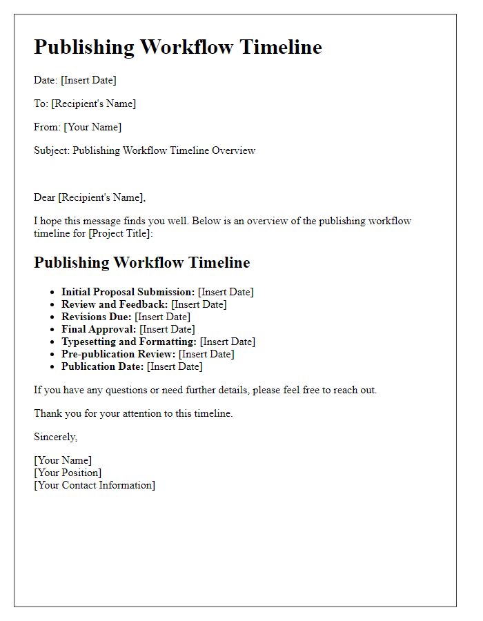 Letter template of publishing workflow timeline.