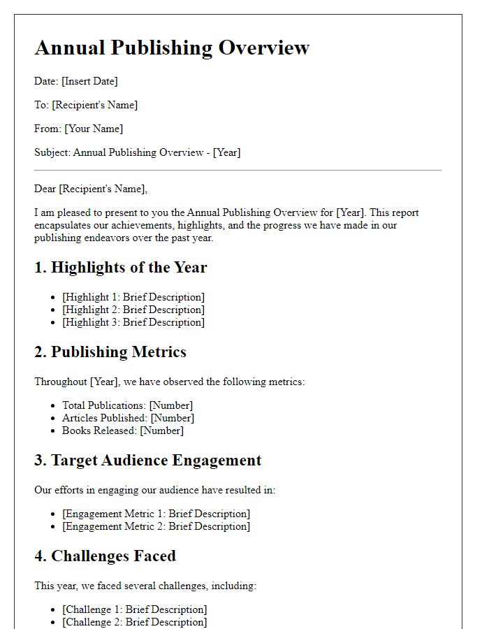 Letter template of Annual Publishing Overview