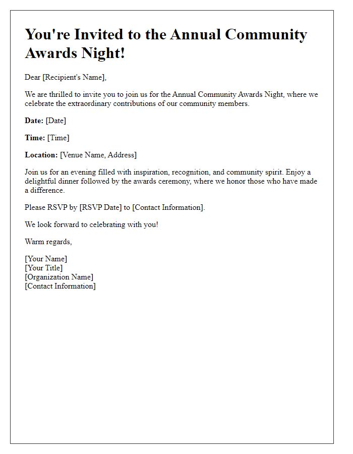 Letter template of community awards night invitation