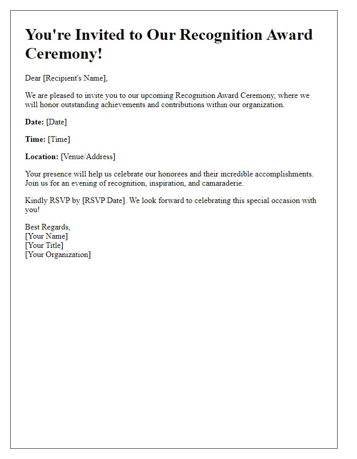 Letter template of recognition award ceremony invite