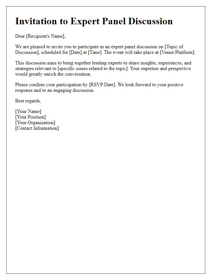 Letter template of invitation for expert panel discussion