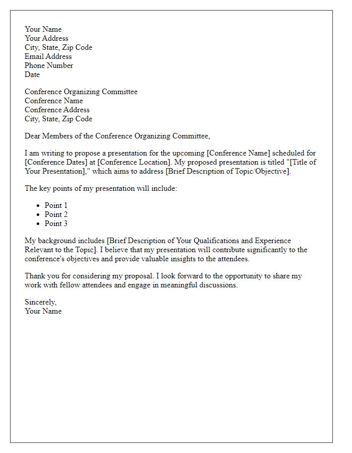 Letter template of proposal for conference presentation