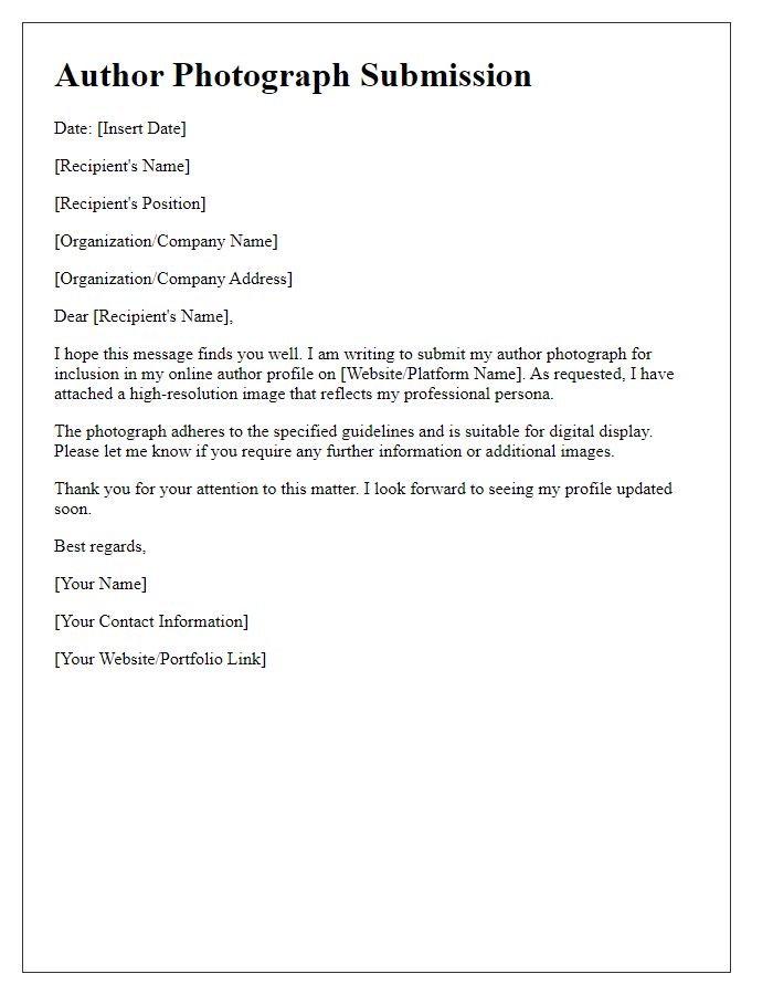 Letter template of author photograph submission for online author profiles.