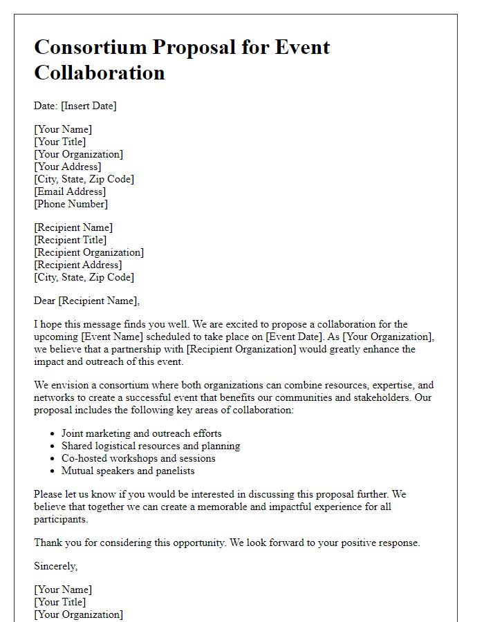 Letter template of consortium proposal for event collaboration