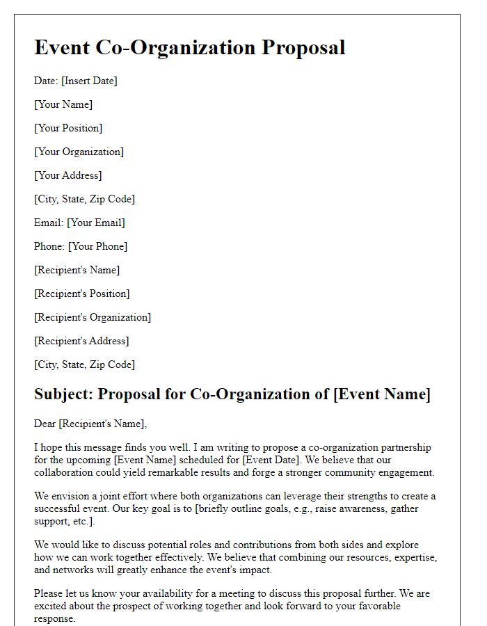 Letter template of event co-organization proposal