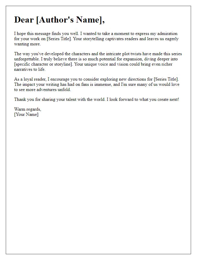 Letter template of encouragement to the author for series expansion