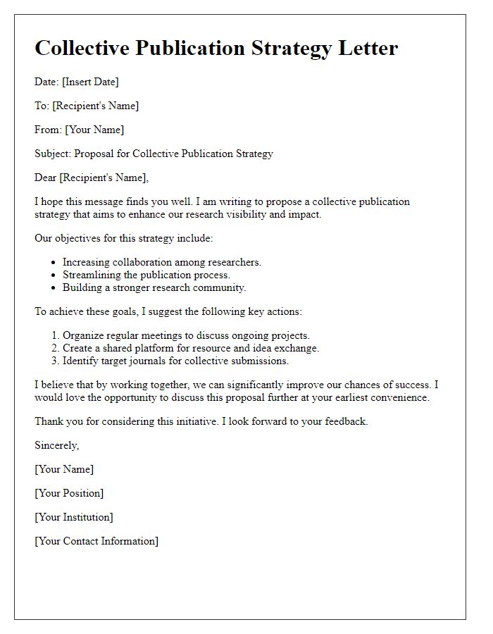 Letter template of collective publication strategy