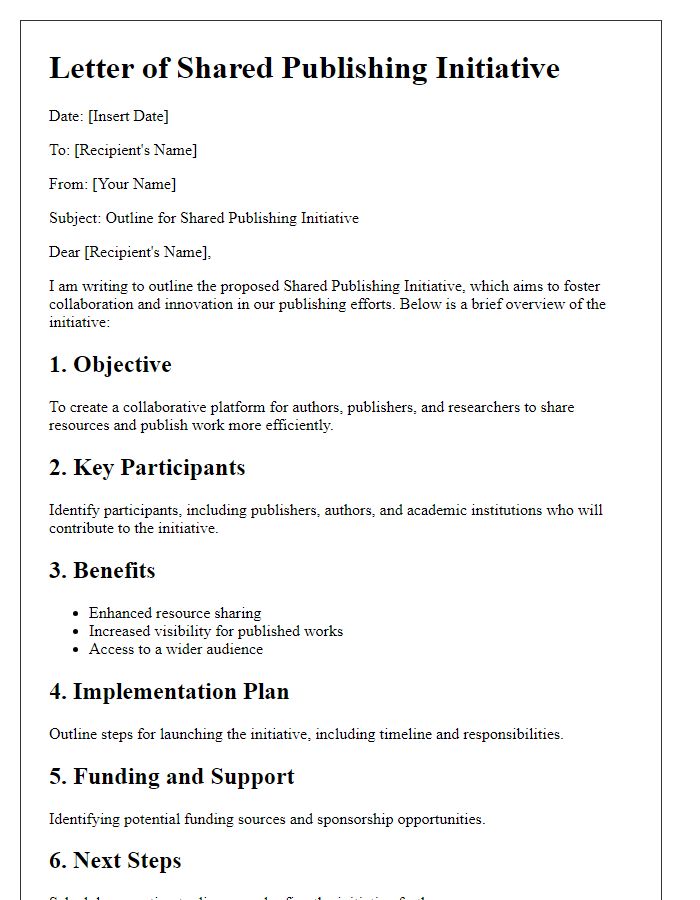 Letter template of shared publishing initiative outline