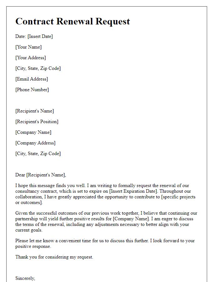 Letter template of consultant contract renewal request