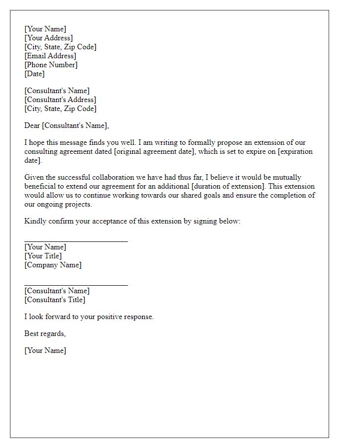 Letter template of consulting agreement extension