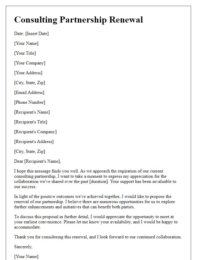 Letter template of consulting partnership renewal