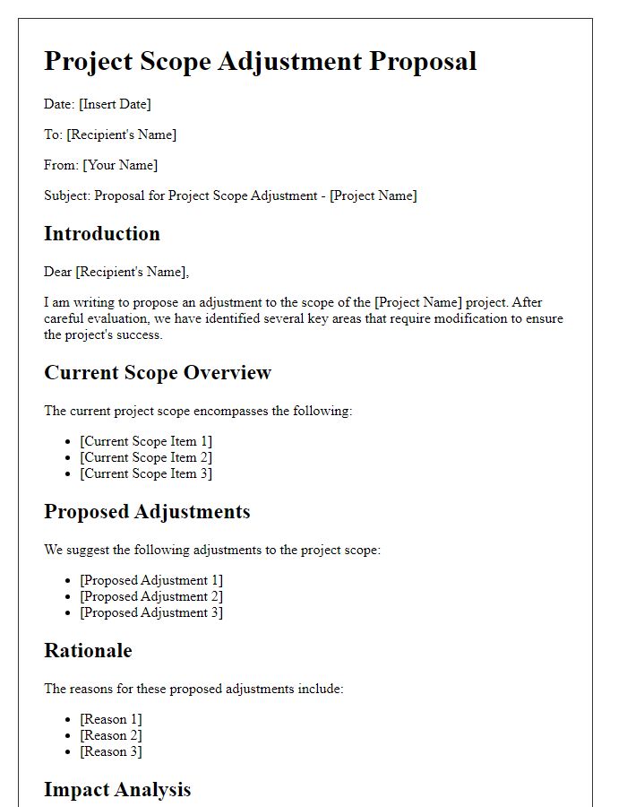 Letter template of project scope adjustment proposal