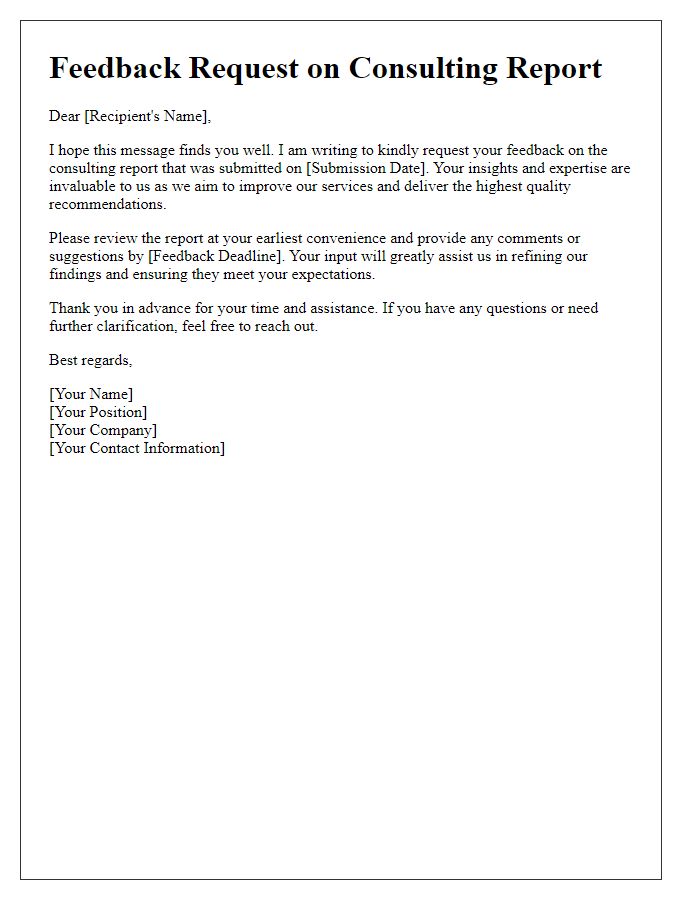 Letter template of consulting report feedback request