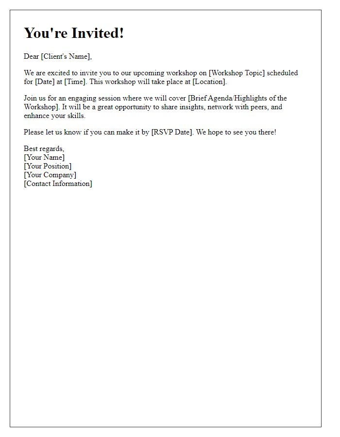 Letter template of friendly invitation to client workshop