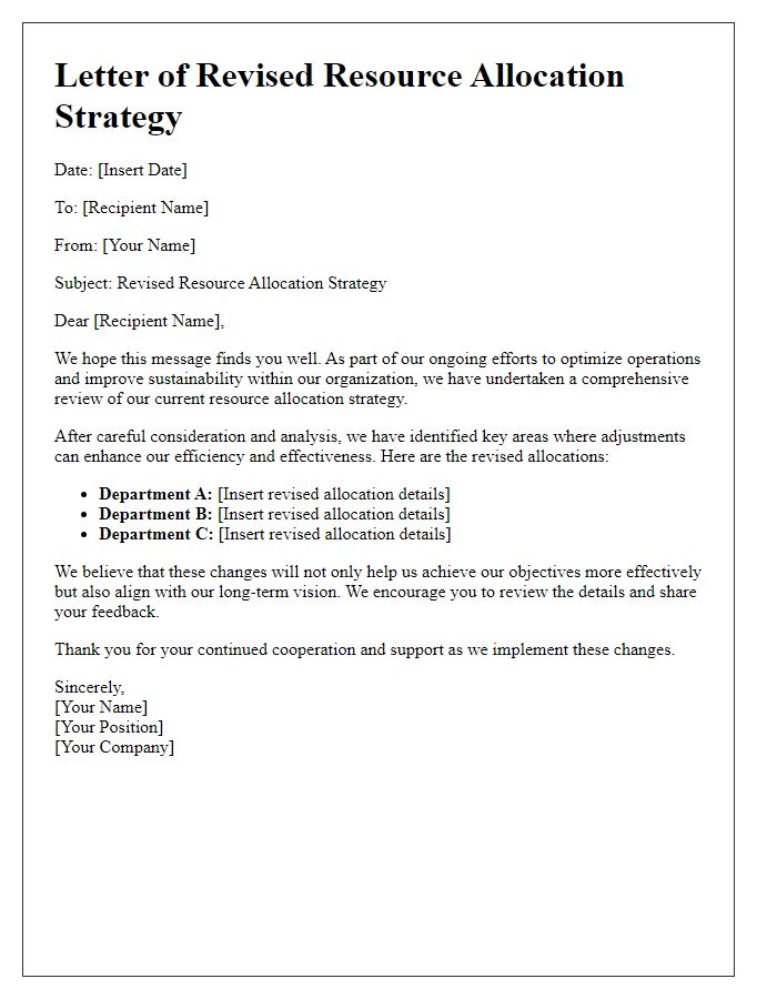 Letter template of revised resource allocation strategy