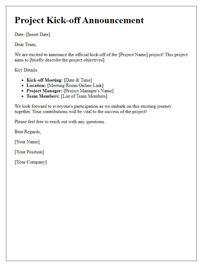 Letter template of Project Kick-off Announcement