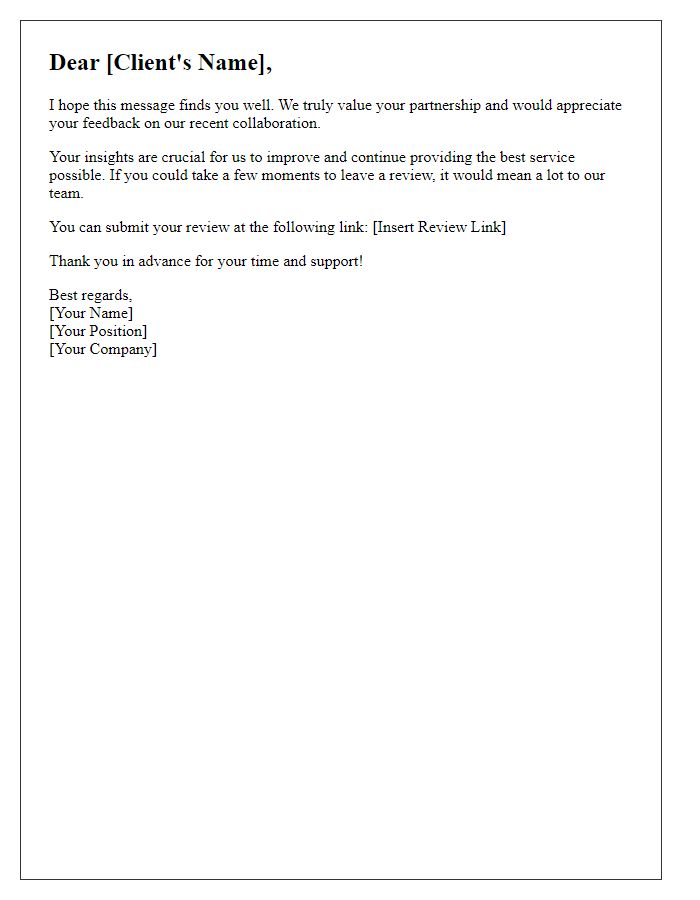 Letter template of client review request