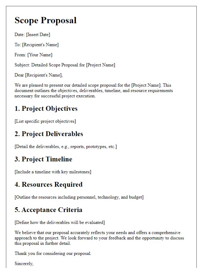 Letter template of detailed scope proposal