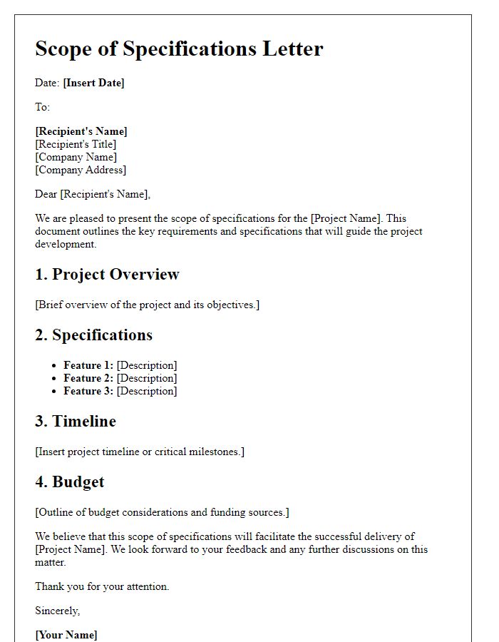 Letter template of scope of specifications