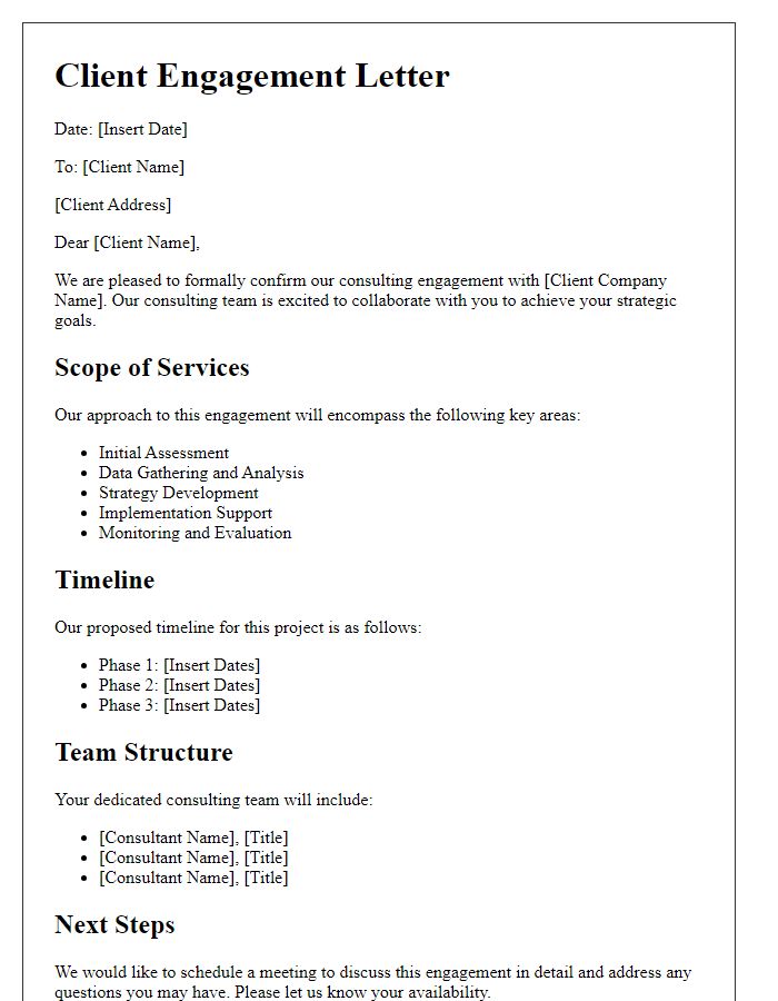 Letter template of consulting team approach to client engagement