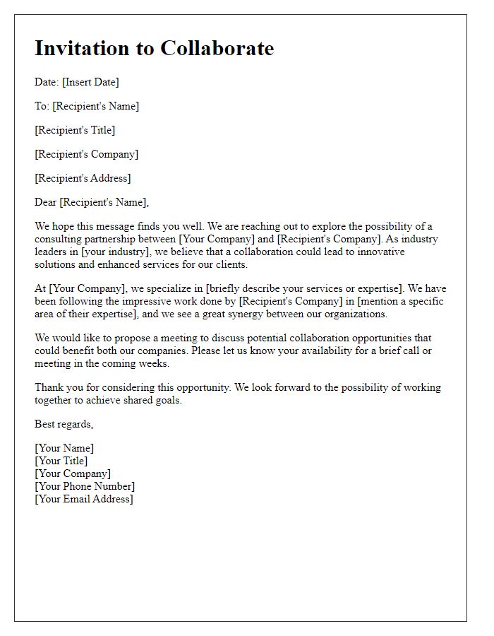 Letter template of consulting partnership collaboration invitation