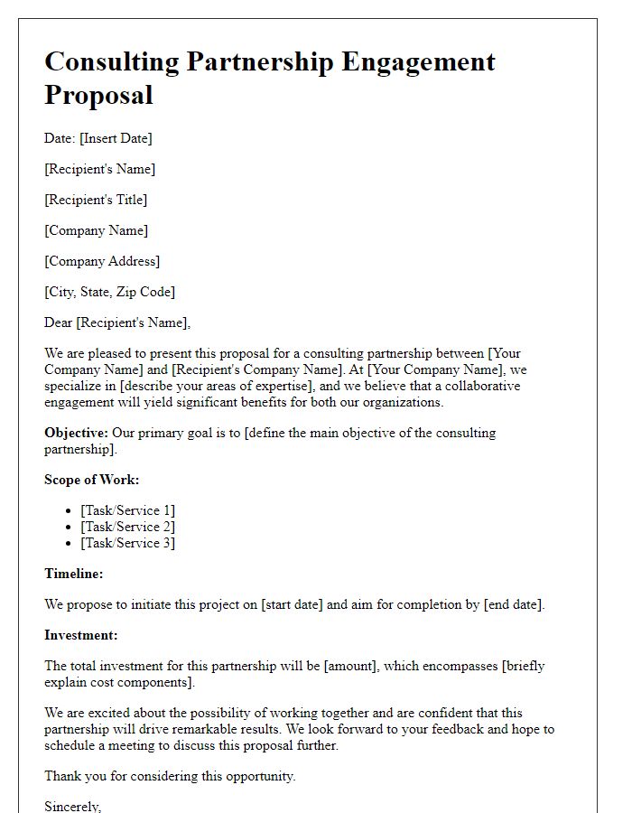 Letter template of consulting partnership engagement proposal