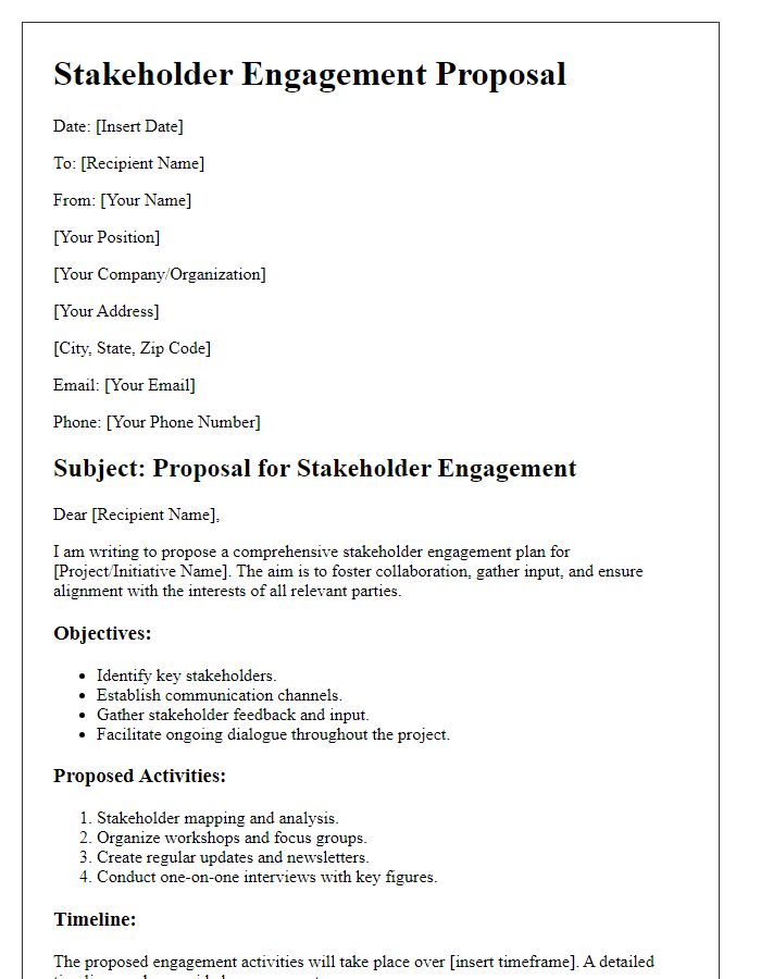 Letter template of Stakeholder Engagement Proposal