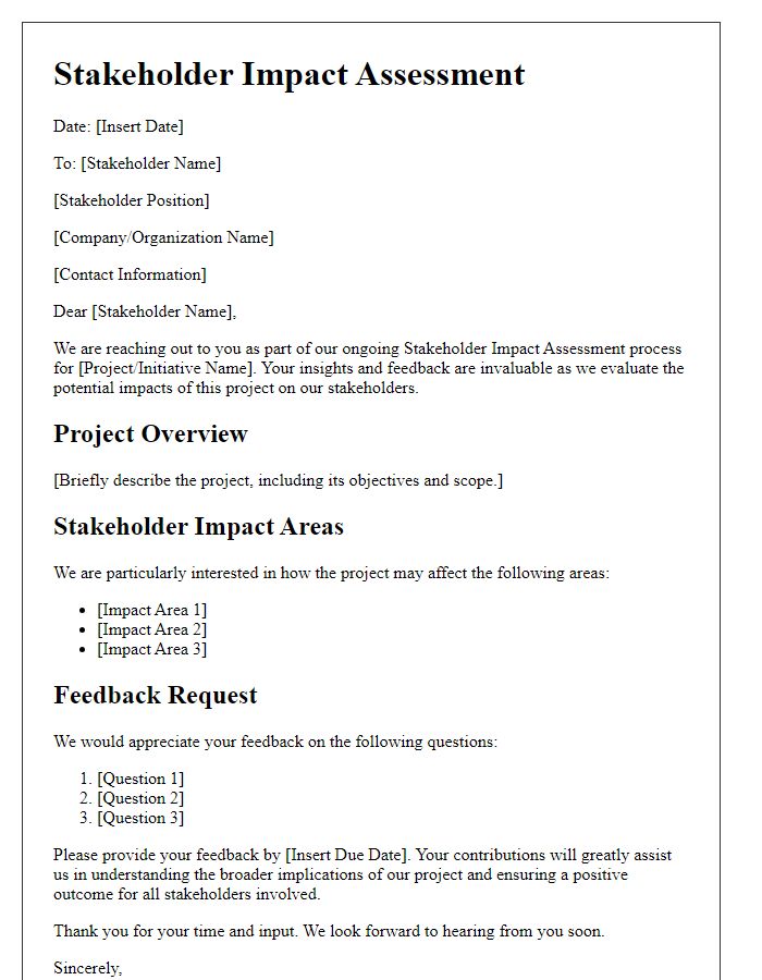 Letter template of Stakeholder Impact Assessment