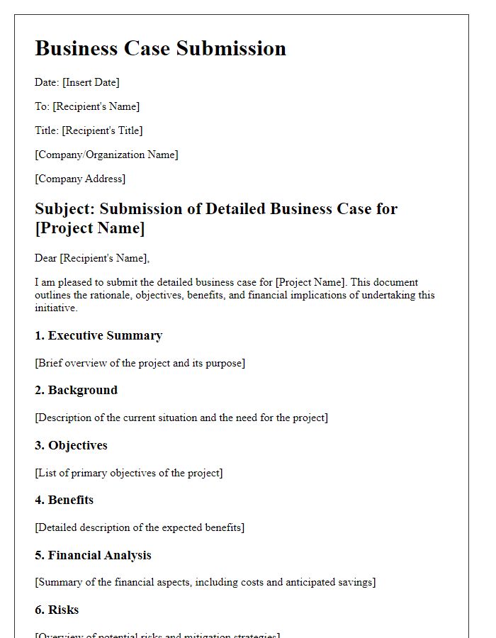 Letter template of detailed business case submission