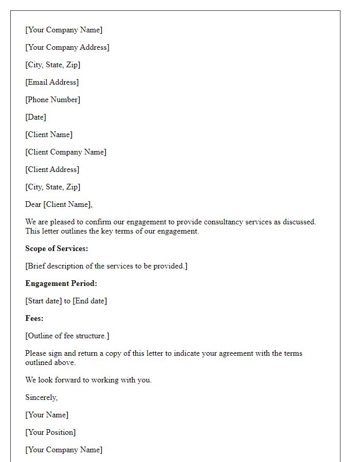 Letter template of consultancy engagement confirmation.