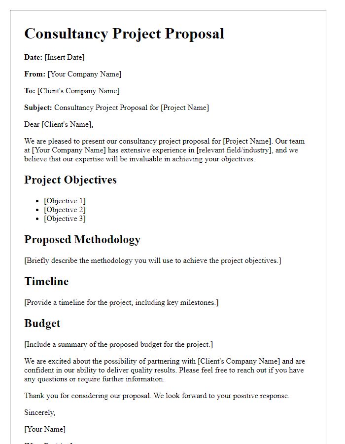 Letter template of consultancy project proposal.