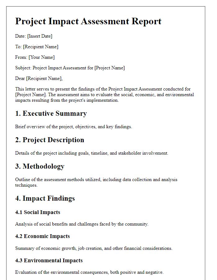 Letter template of project impact assessment