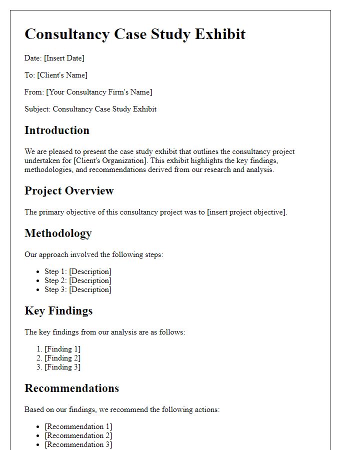 Letter template of consultancy case study exhibit