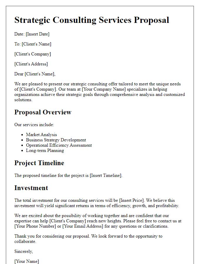 Letter template of strategic consulting offer