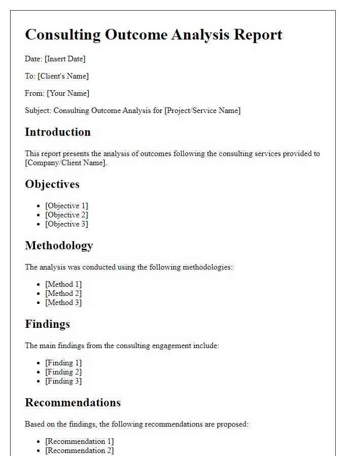 Letter template of consulting outcome analysis