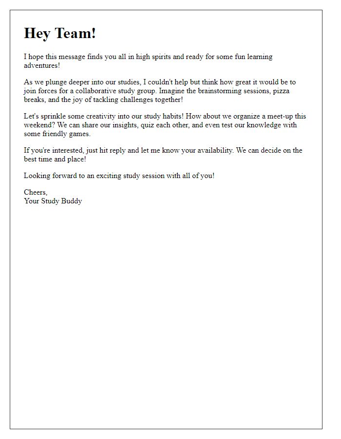 Letter template of lighthearted outreach for study group collaboration