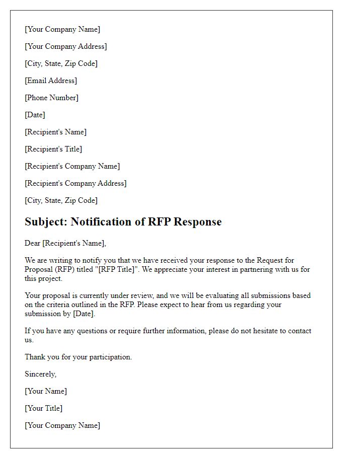 Letter template of RFP Response Notification