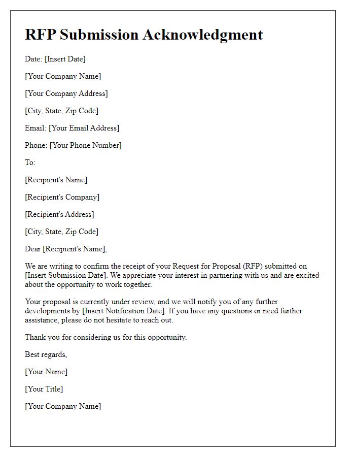 Letter template of RFP Submission Acknowledgment