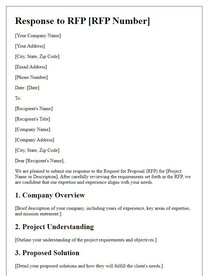 Letter template of RFP Tender Response