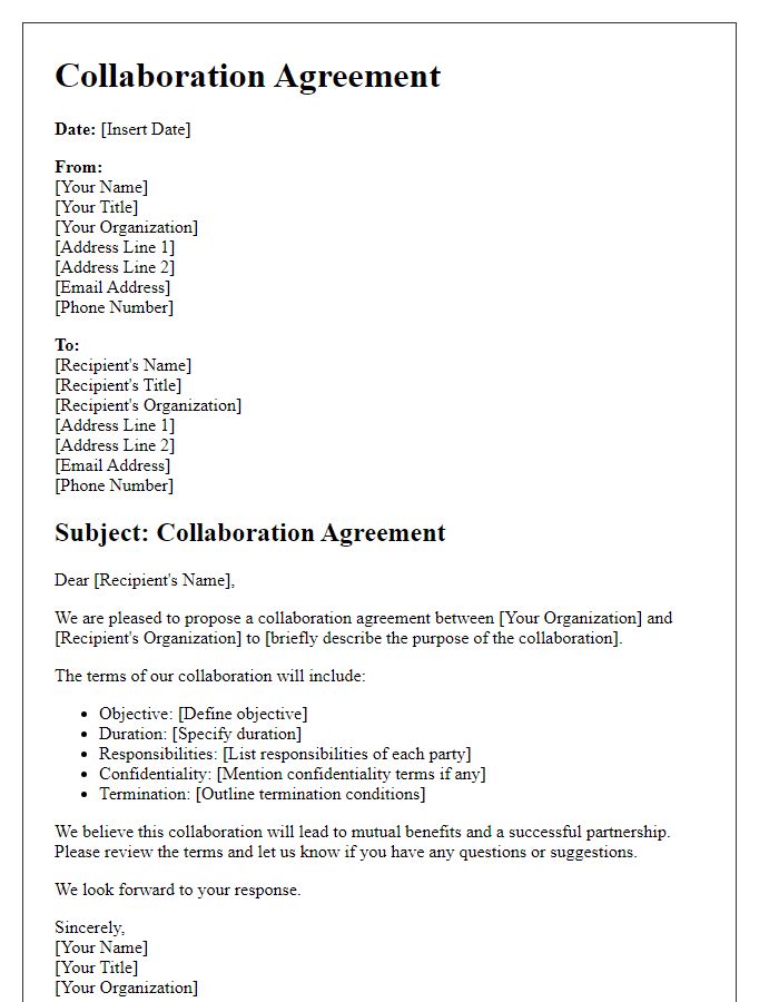 Letter template of collaboration agreement