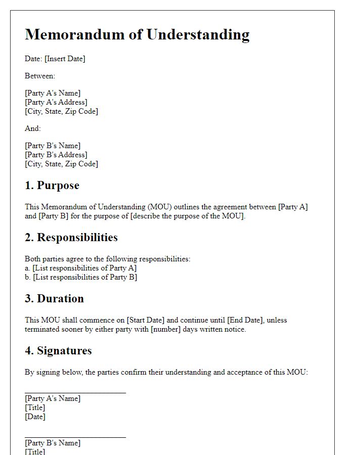 Letter template of memorandum of understanding