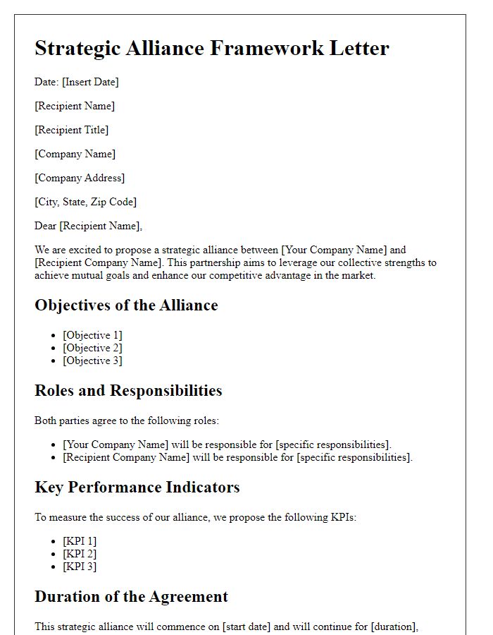 Letter template of strategic alliance framework