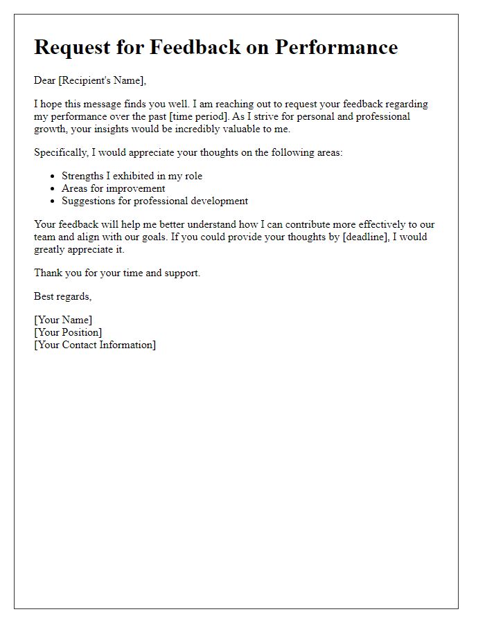 Letter template of request for feedback on performance for growth