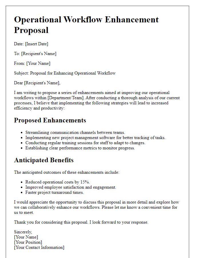 Letter template of operational workflow enhancement proposal