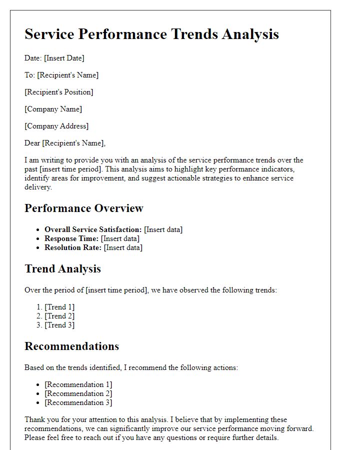 Letter template of service performance trends analysis